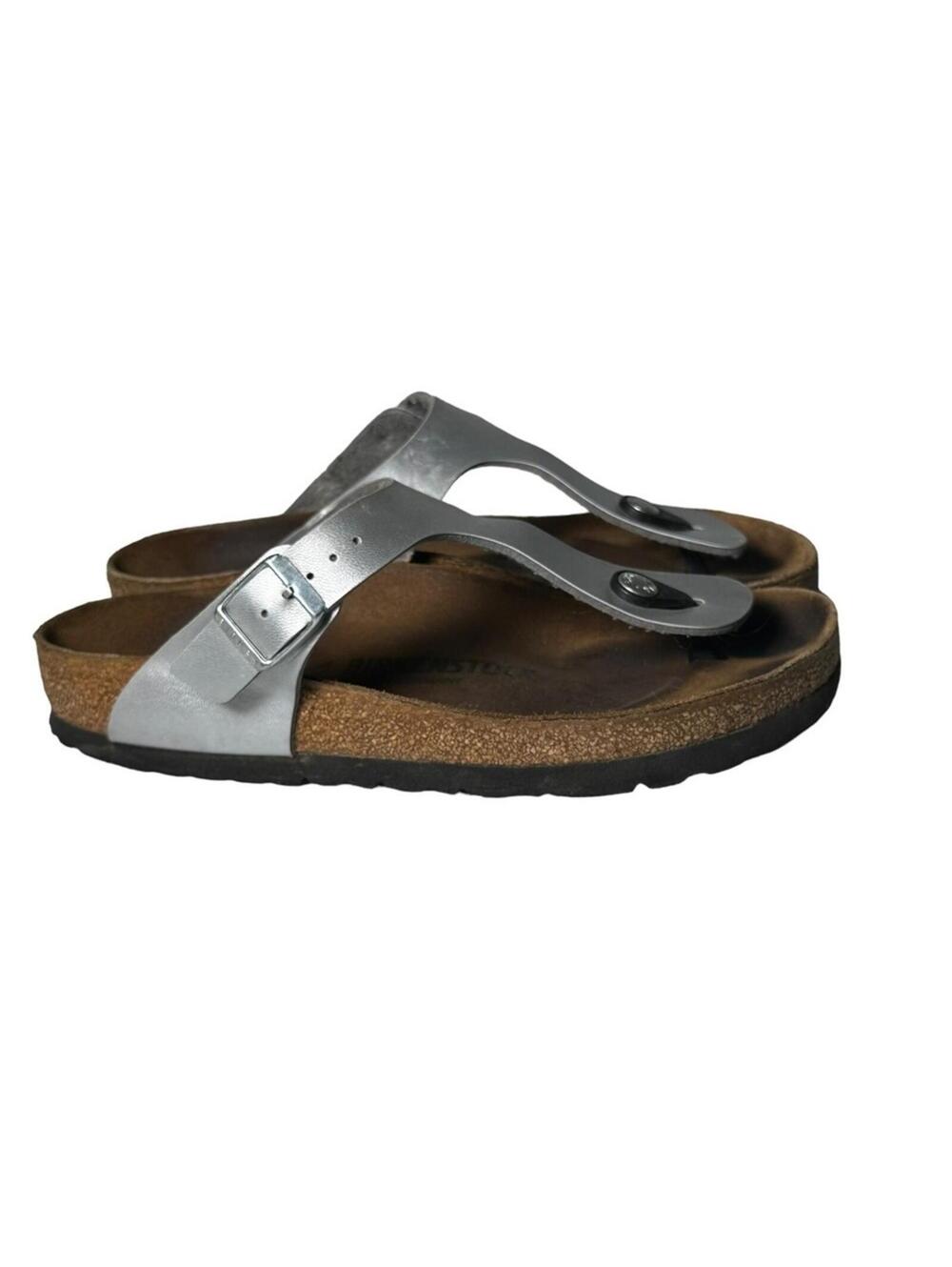 Birkenstock Gizeh Silver Birko-Flor Thong Sandals Women's Size 6 Regular